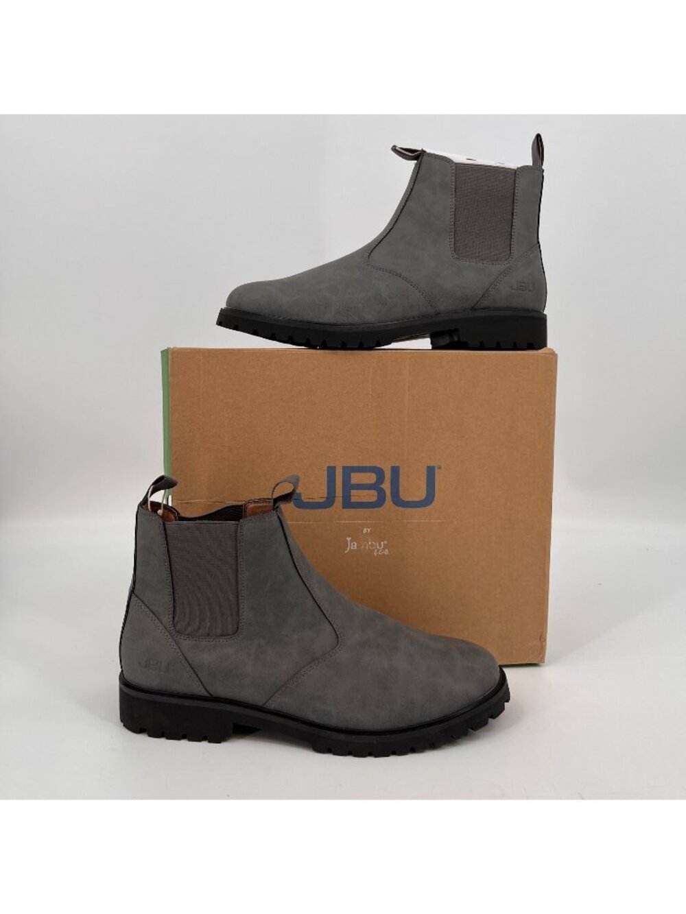 JBU Kai Water Resistant Chelsea Boot Men's Size 10 Grey Leather Pull-On